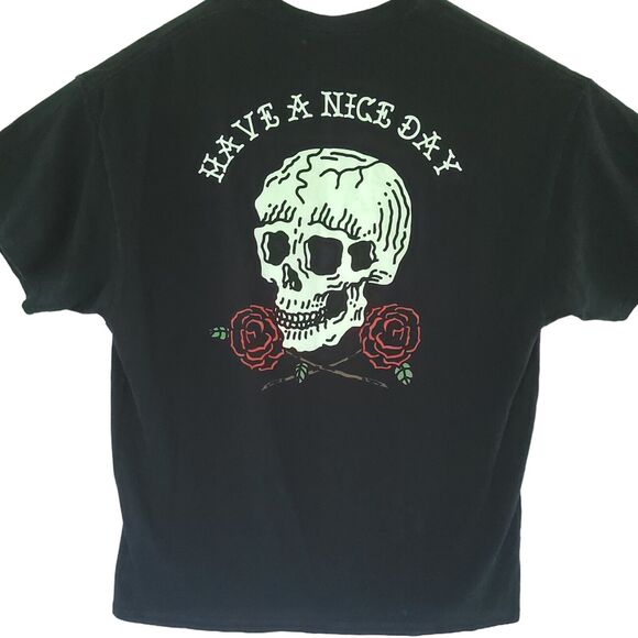 Cactus & Skull Have A Nice Day Graphics BLACK T Shirt Men's size XL Biker Punk - Picture 1 of 16